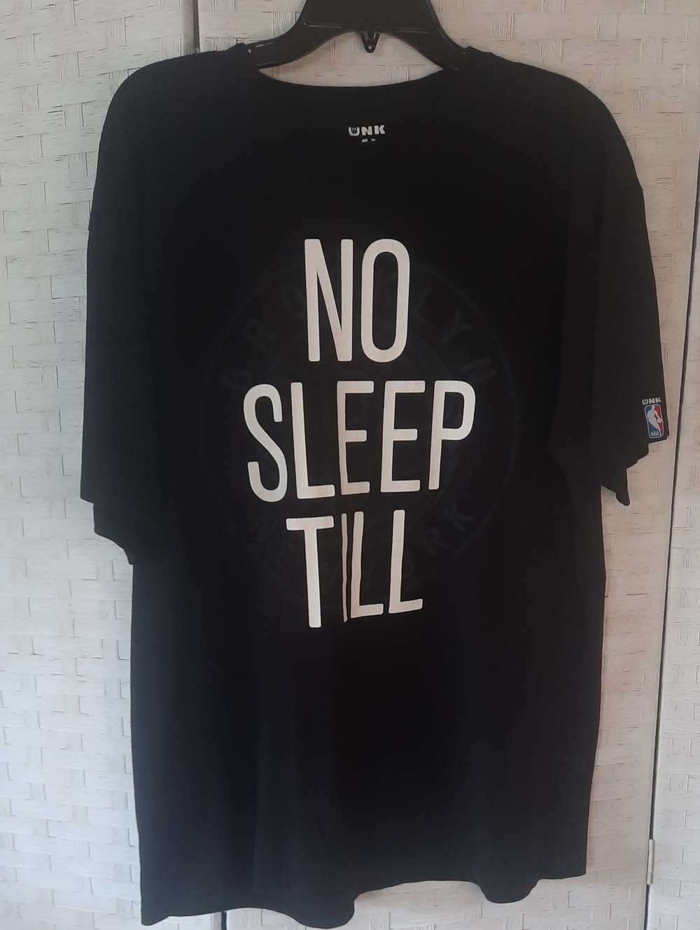 Unk Black Graphic 'No Sleep Till' Brooklyn Men's Short Sleeve Tee